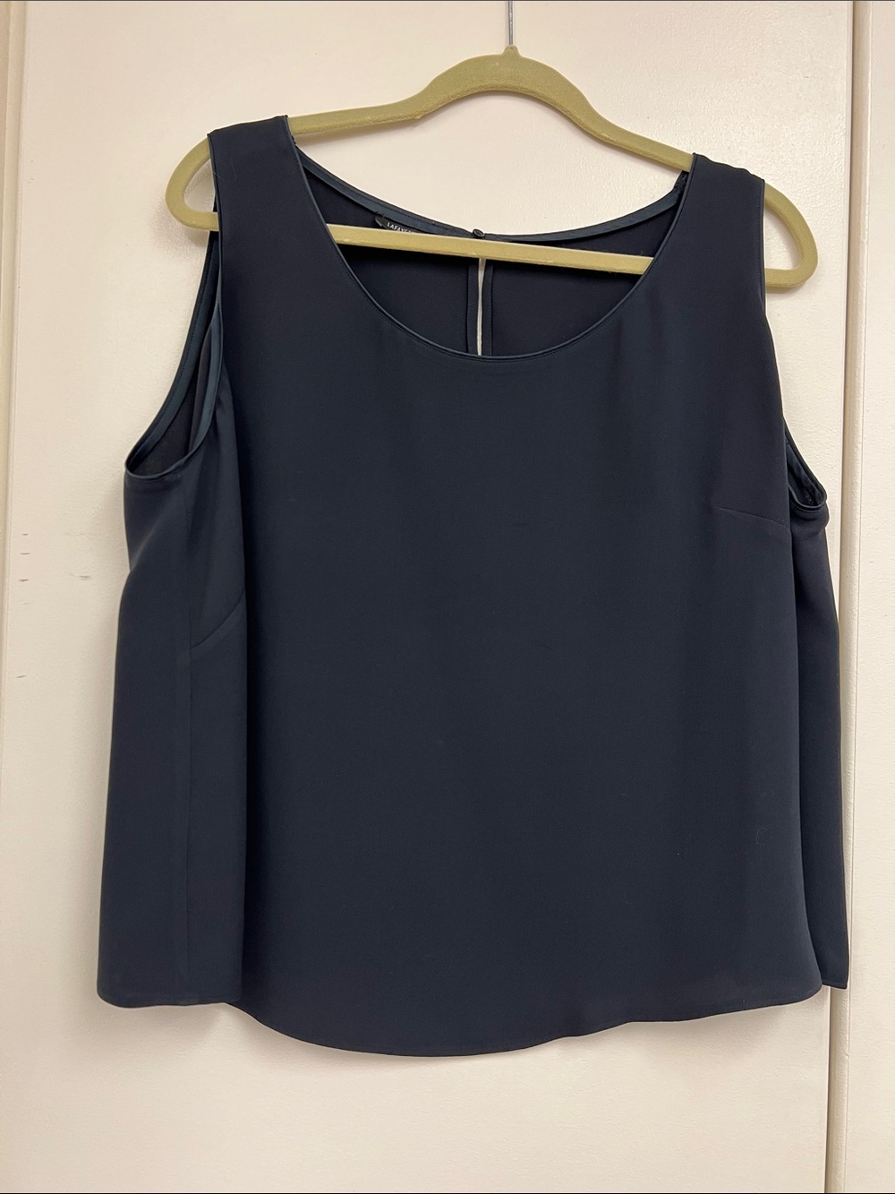 Lafayette 148 New York Navy Blue Sleeveless Scoop Neck Tank Top Shirt Blouse